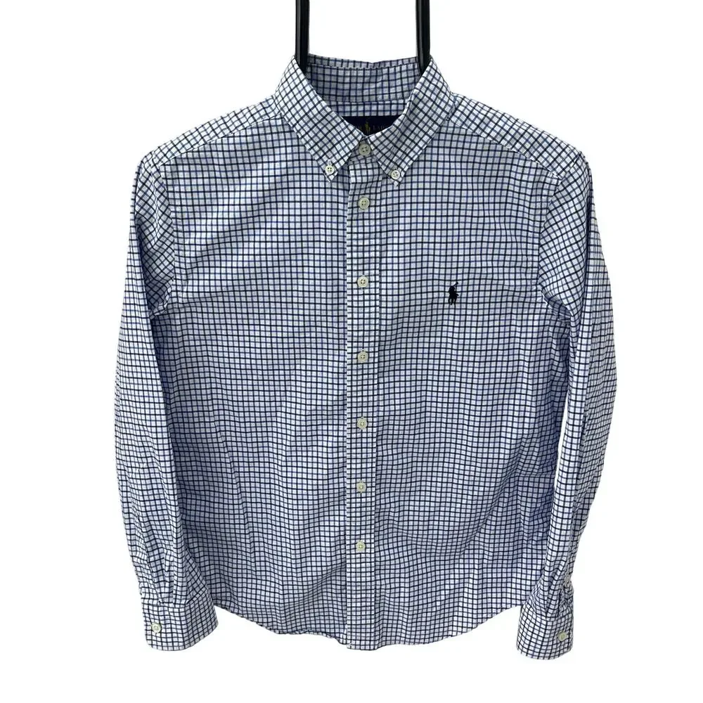 Polo Ralph Lauren Boy's Size Large L (14/16) Blue Gingham Button Down Shirt